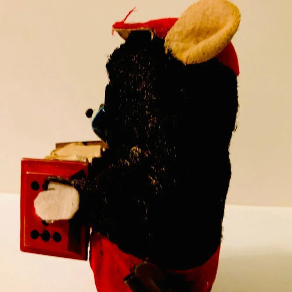 Vintage 1950s Tin Toy Key Wind Up Bear Playing Accordion 6 Inch Tall Works - Picture 6 of 16